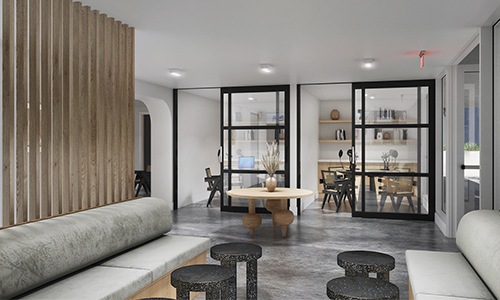 spacious well lit open lounge