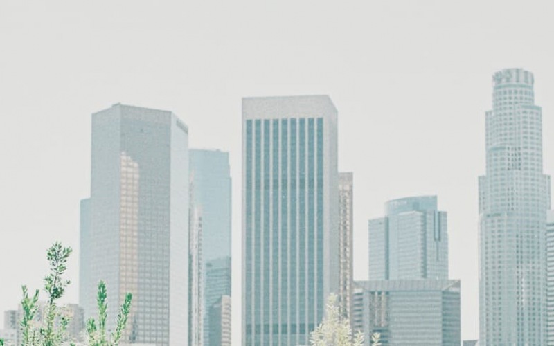 lifestyle image of a city skyline in the distance